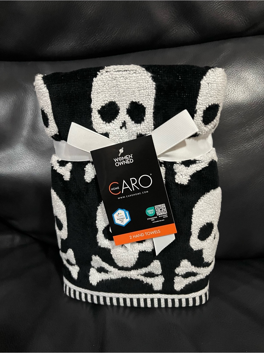 CARO HOME Halloween Skull Hand Towels, Set of 2